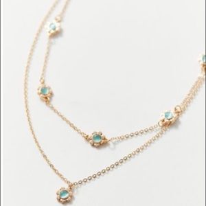Urban outfitters layering necklace light blue & gold new